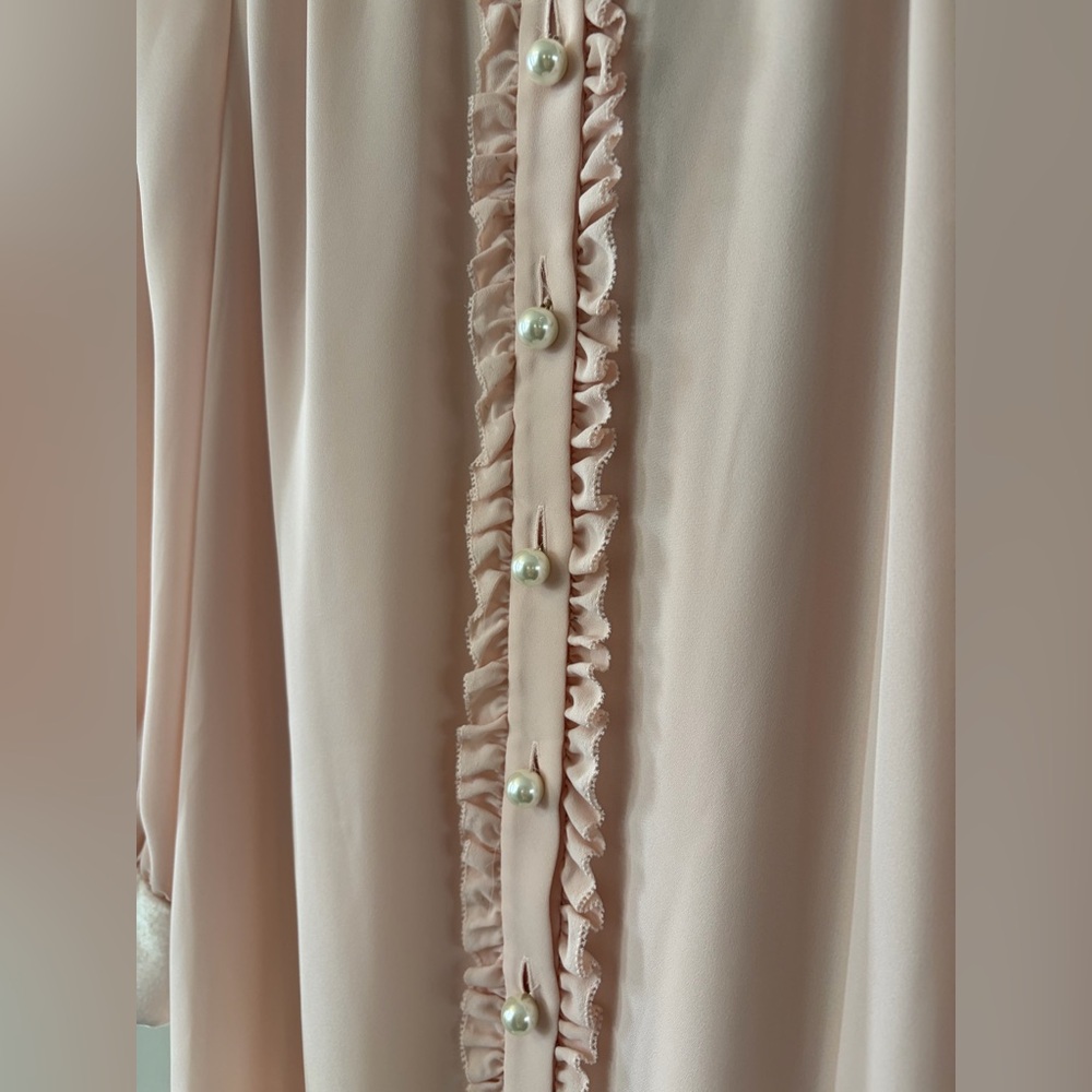 Kate Spade Velvet Trim Pearl Button Blouse in Rosedew NWT Women’s size XS. - Picture 5 of 9